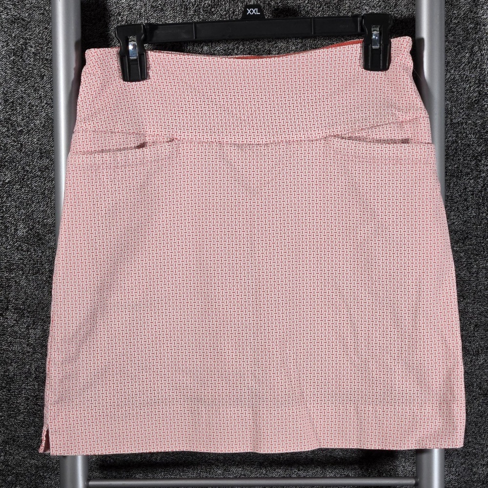 S.C. & CO. Women Coral White Geometric Dash Print Active Skort Size S Small